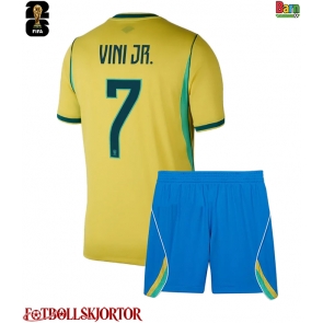 Brasilien Vinicius Junior #7 Hemmakläder Barn VM 2026 Kortärmad (+ Korta byxor)